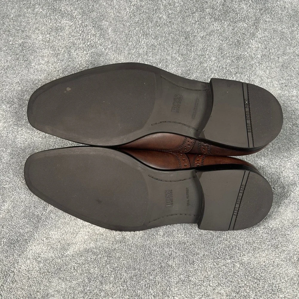 Hugo Boss Wingtip Brogue Derby Oxford Dress Shoes Brown Leather 50211001 Mens 9